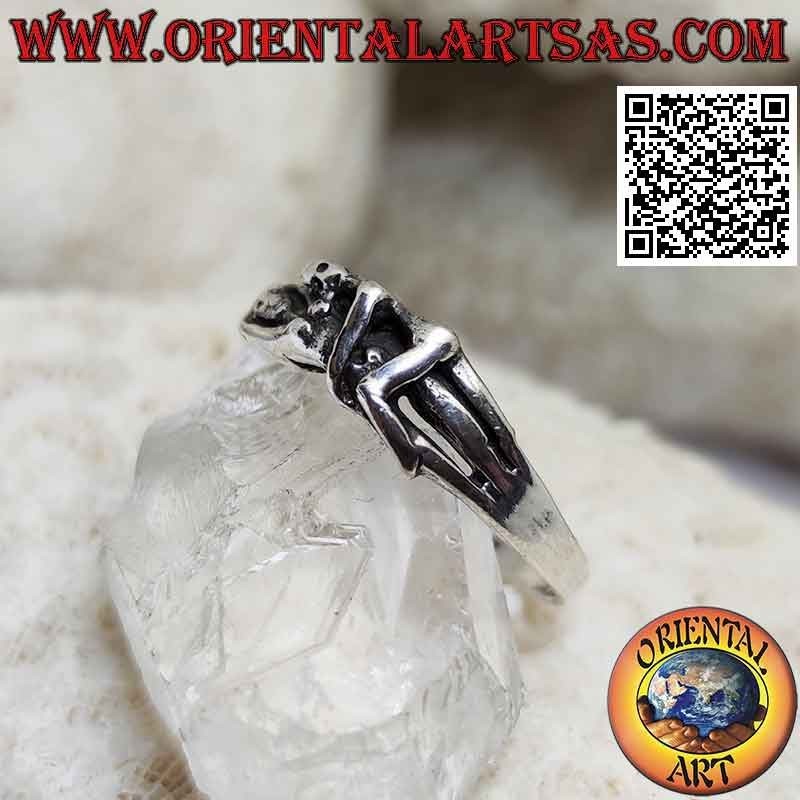 Anello in argento del Kamasutra erotico, l'abbraccio dell'amante alla donna