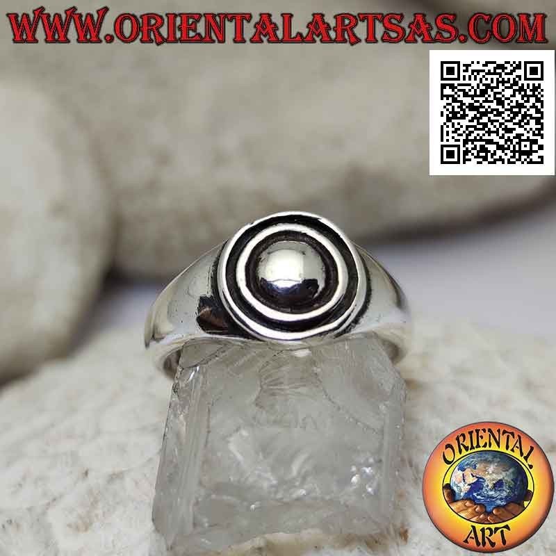 Bague en argent lisse avec trois cercles concentriques