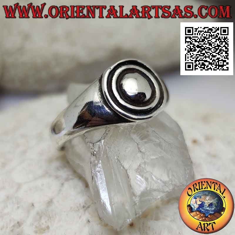 Bague en argent lisse avec trois cercles concentriques