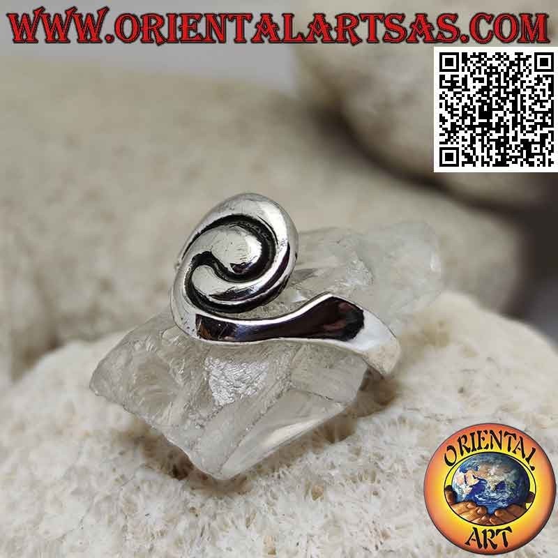 Anillo de plata lisa en espiral de dos líneas (símbolo de unión e igualdad)