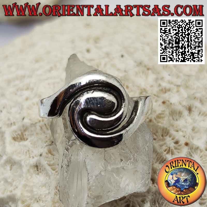Anello in argento liscio a spirale di due linee (simbolo di unione e di parità)