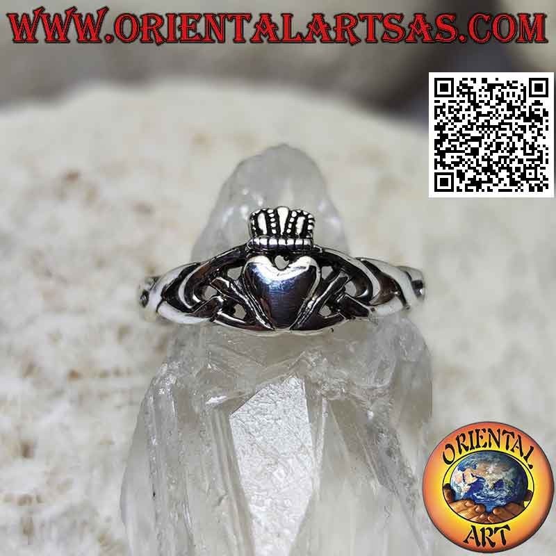 Irish Claddagh silver ring (Love loyalty and friendship) and Celtic knot