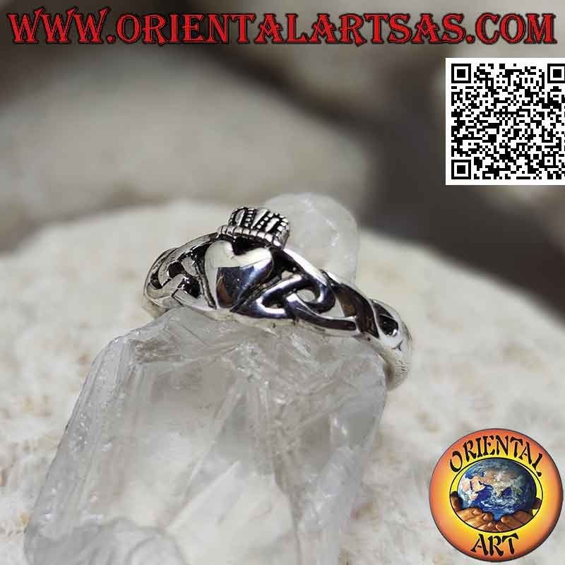 Anillo de plata Irish Claddagh (Amor, lealtad y amistad) y nudo celta