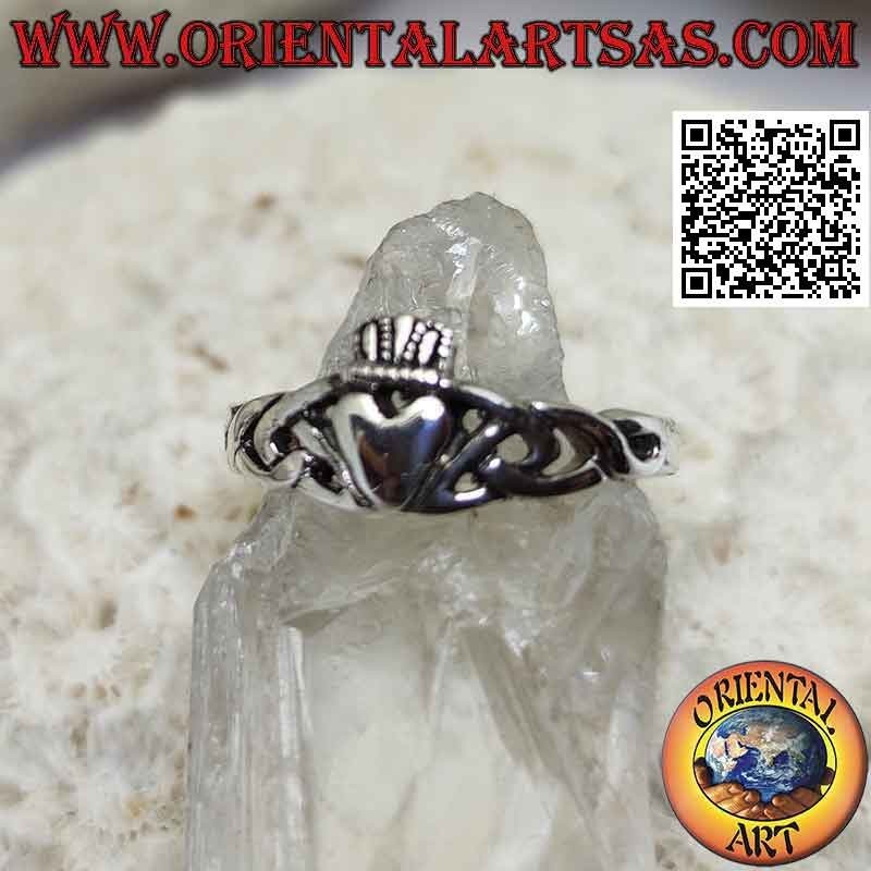 Irish Claddagh silver ring (Love loyalty and friendship) and Celtic knot