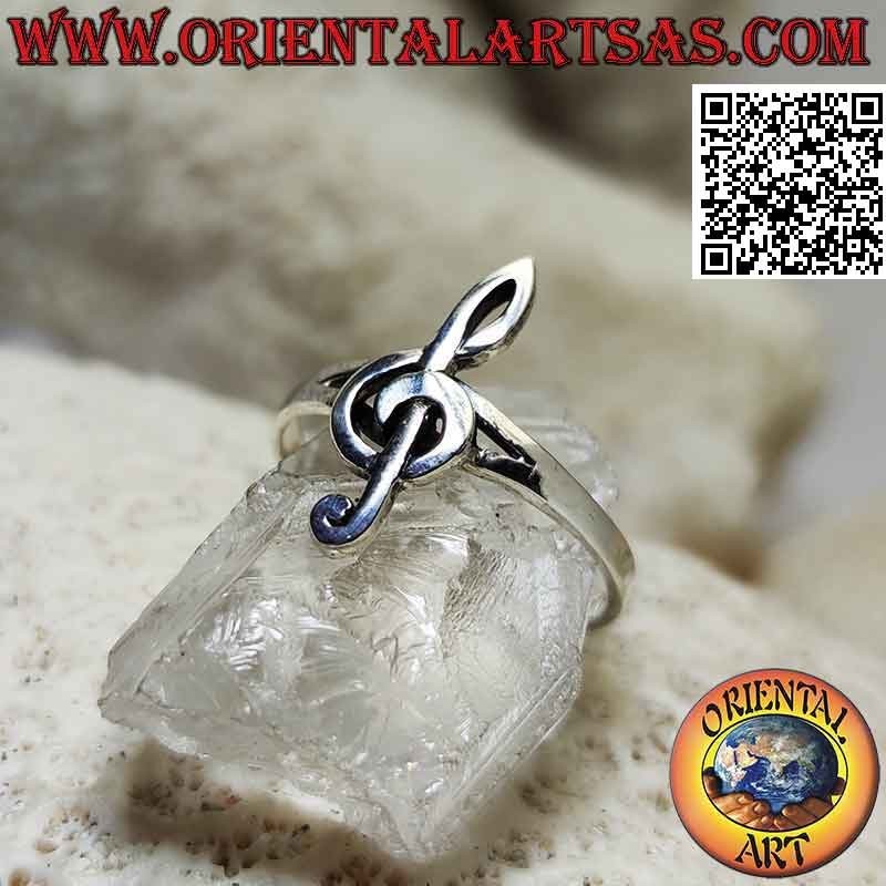 Silberring mit glattem Violinschlüssel (klein)