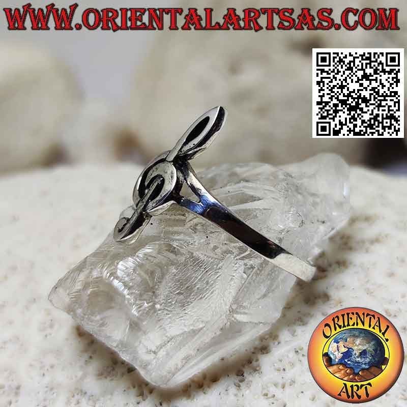 Anillo de plata con clave de sol suave (pequeña)