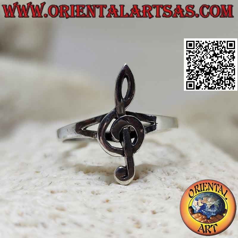 Silberring mit glattem Violinschlüssel (klein)