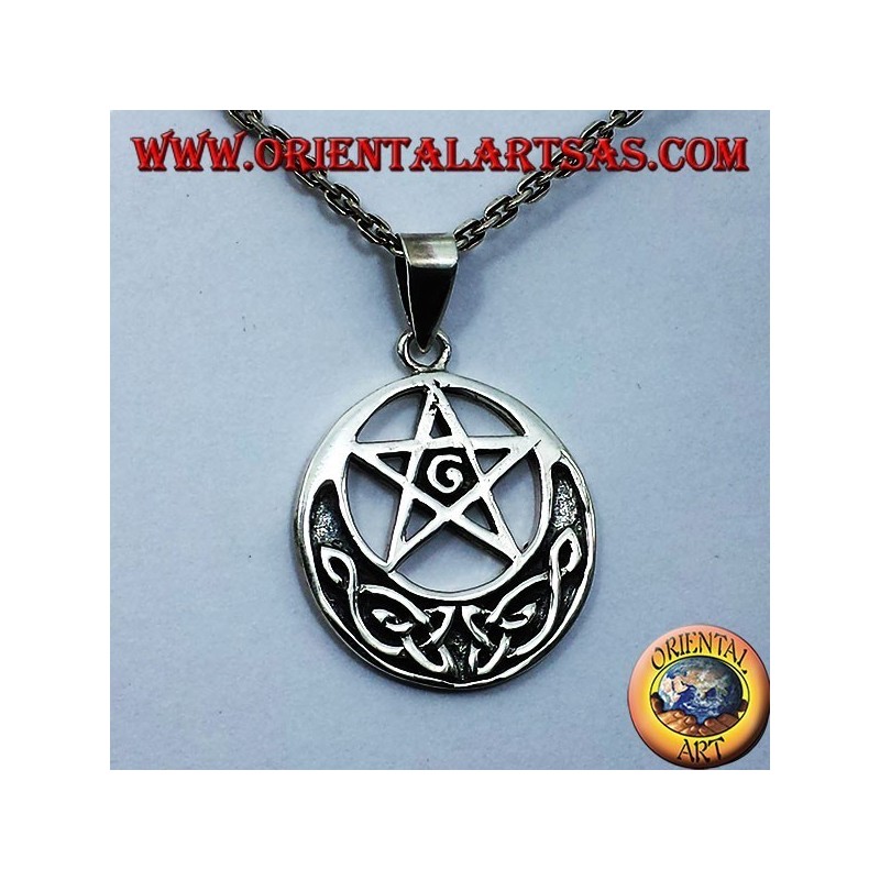 silver pendant, pentagram with G and Celtic knot