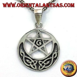 pendentif en argent, pentagramme avec G et noeud celtique