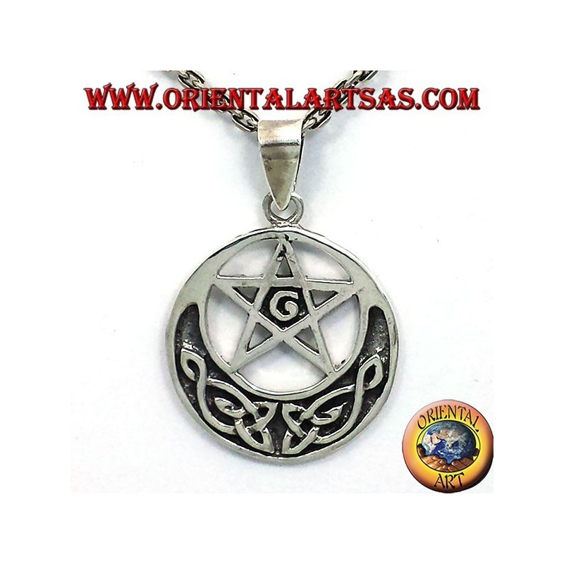 silver pendant, pentagram with G and Celtic knot