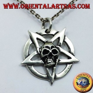Silber Anhänger, Pentagramm mit dem Schädel