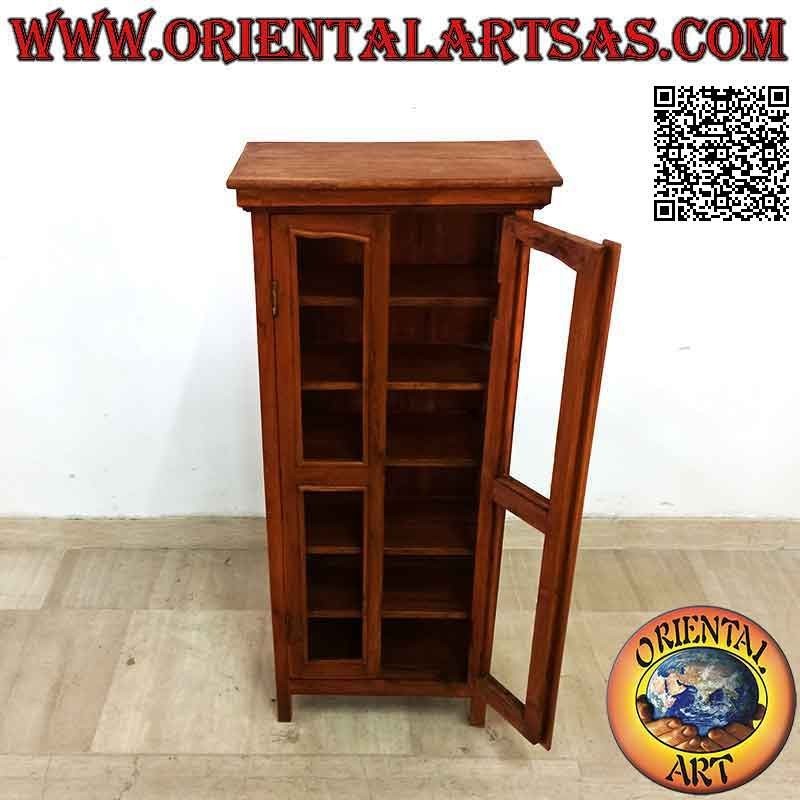 Rechteckige Vitrine mit Doppeltür und sechs Regalen aus Teakholz (konkave Dekoration)