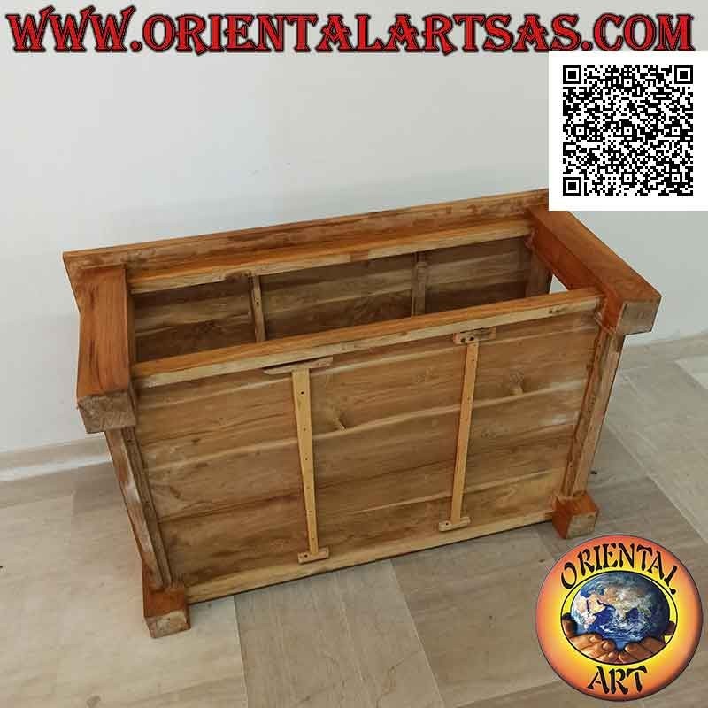 "Essential" style rectangular coffee table for living room with teak wood shelf underneath (120 * 80)