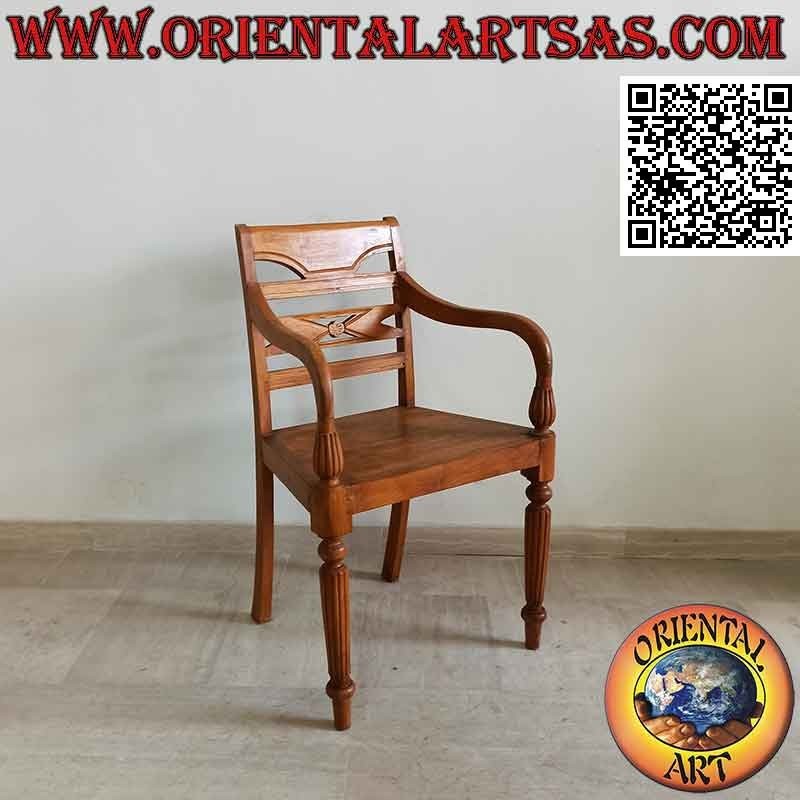 Sessel im Raffles-Stil mit Vollholzsitz aus Teakholz