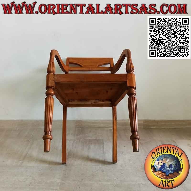 Raffles style armchair with full wooden seat, in teak wood