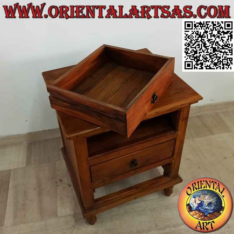 TV cabinet with two drawers and one door in teak wood