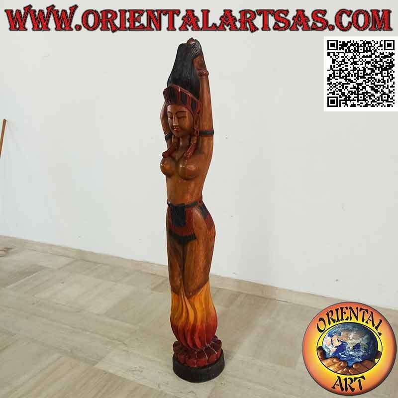 Sculpture traditionnelle indonésienne "Fire Dancer" en bois de suar 150 cm