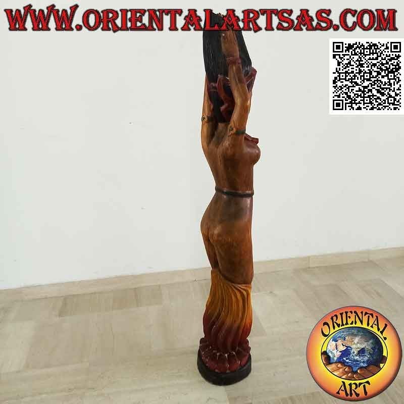 Traditionelle indonesische "Fire Dancer" Skulptur aus Suarholz 150 cm