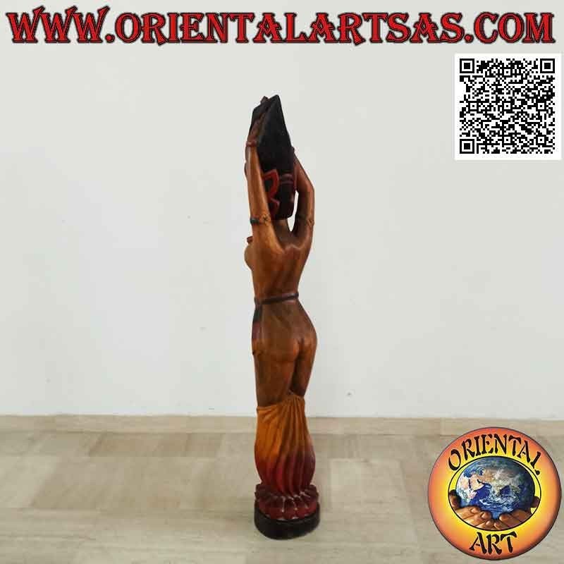 Traditionelle indonesische "Fire Dancer" Skulptur aus Suarholz 150 cm