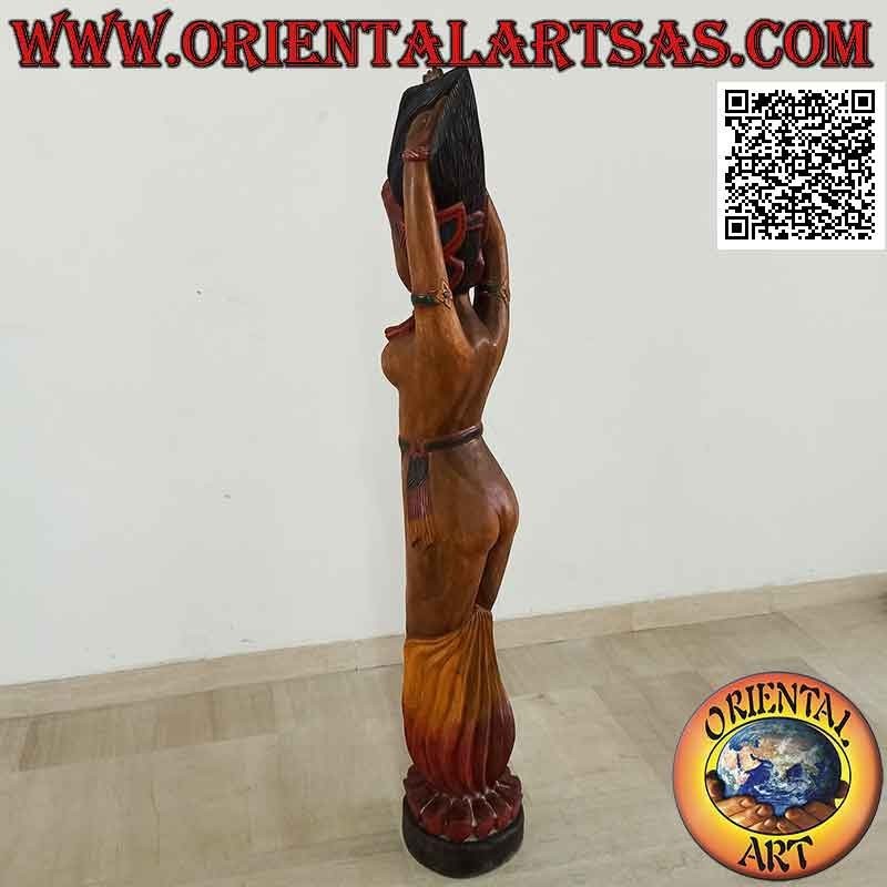 Sculpture traditionnelle indonésienne "Fire Dancer" en bois de suar 150 cm