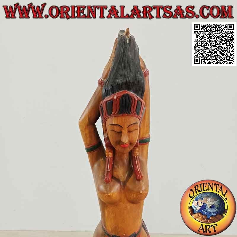 Sculpture traditionnelle indonésienne "Fire Dancer" en bois de suar 150 cm