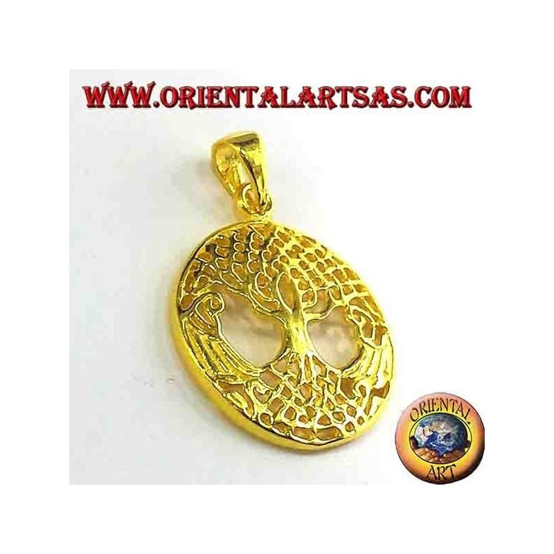 Árbol de la Vida de oro colgante de plata plateado