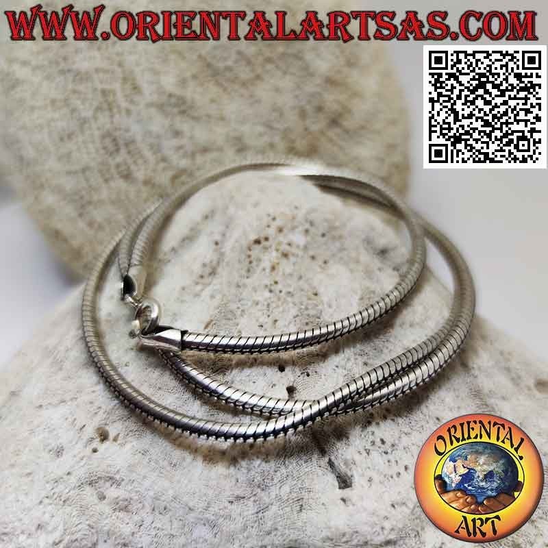 Collier chaîne en argent 925‰, classique lien "serpent" ou queue de souris (épaisseur 2,5 mm)
