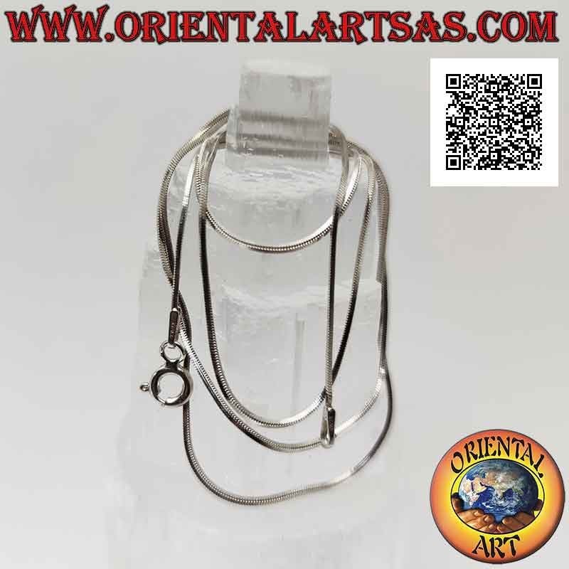 Collier chaîne en argent 925 ‰ avec maillon de section carrée de 50 cm x 1 mm "queue de souris"