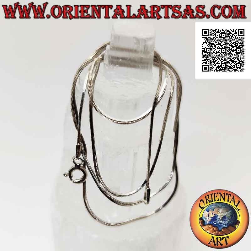 Collar de cadena de plata 925 ‰ con eslabón "cola de ratón" de sección cuadrada de 50 cm x 1 mm