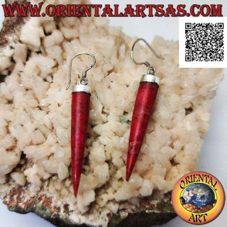 Orecchini in argento con cornetti di madrepora rossa (corallo) pendenti