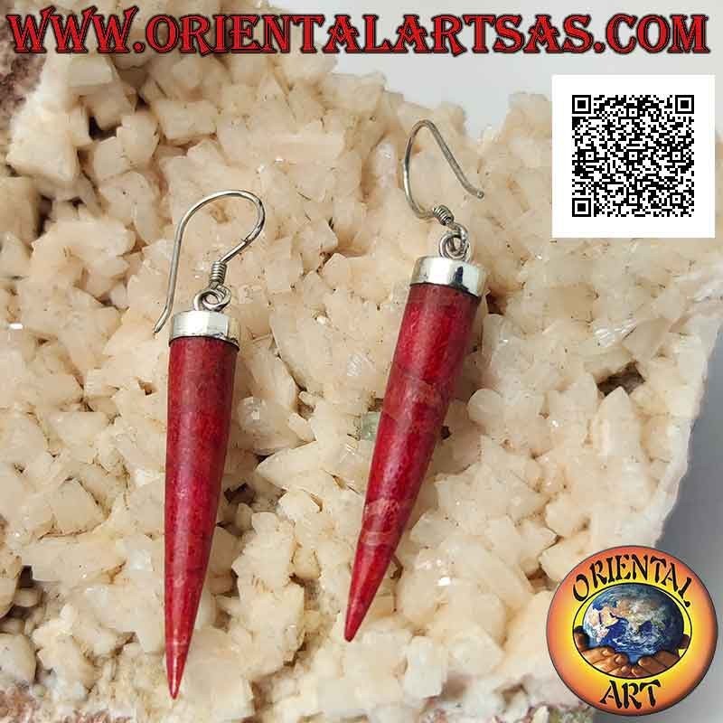 Boucles d'oreilles en argent avec pendentif cornes de corail rouge (corail)