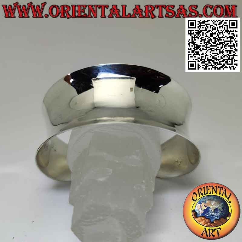 Wide, smooth and concave 925 ‰ silver rigid bracelet (31mm)