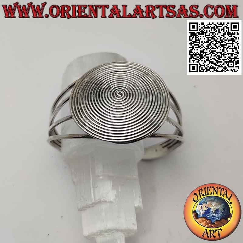 Pulsera rígida en plata 925 ‰ con escudo redondo con espiral grabada