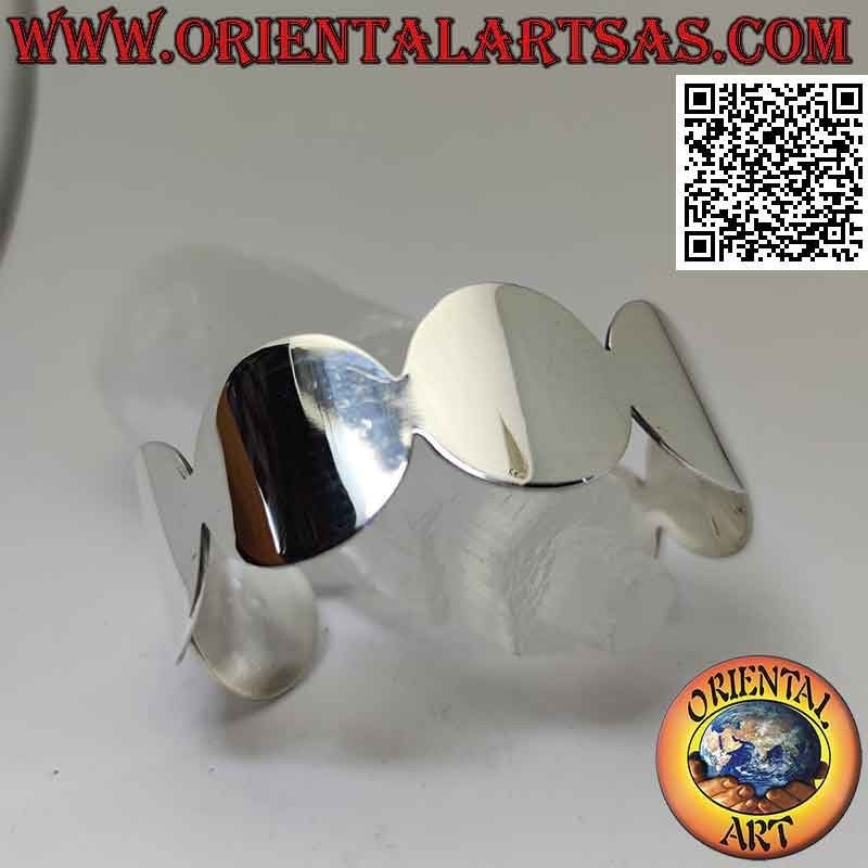 Breites 925 ‰ silbernes starres Armband, Reihe glatter Kreise