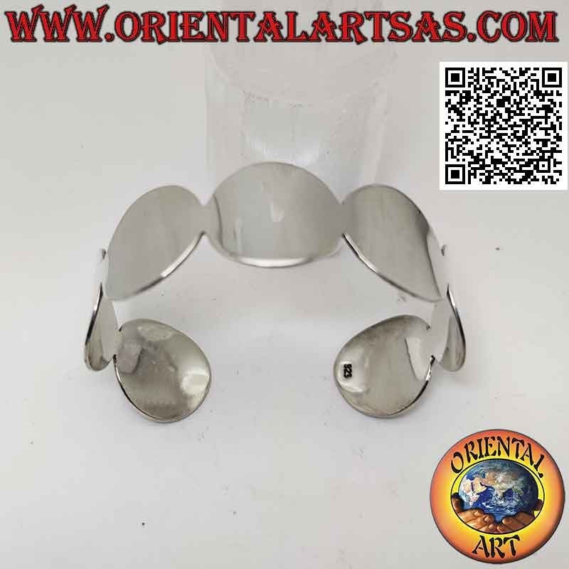 Breites 925 ‰ silbernes starres Armband, Reihe glatter Kreise