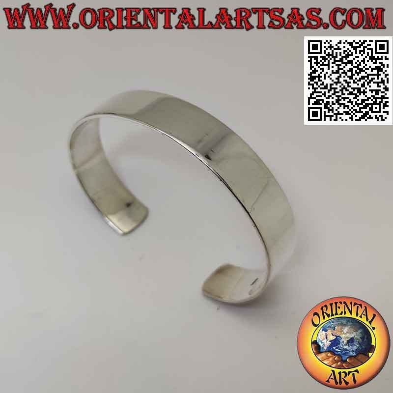14 mm breites und glattes 925er Silber starres Armband