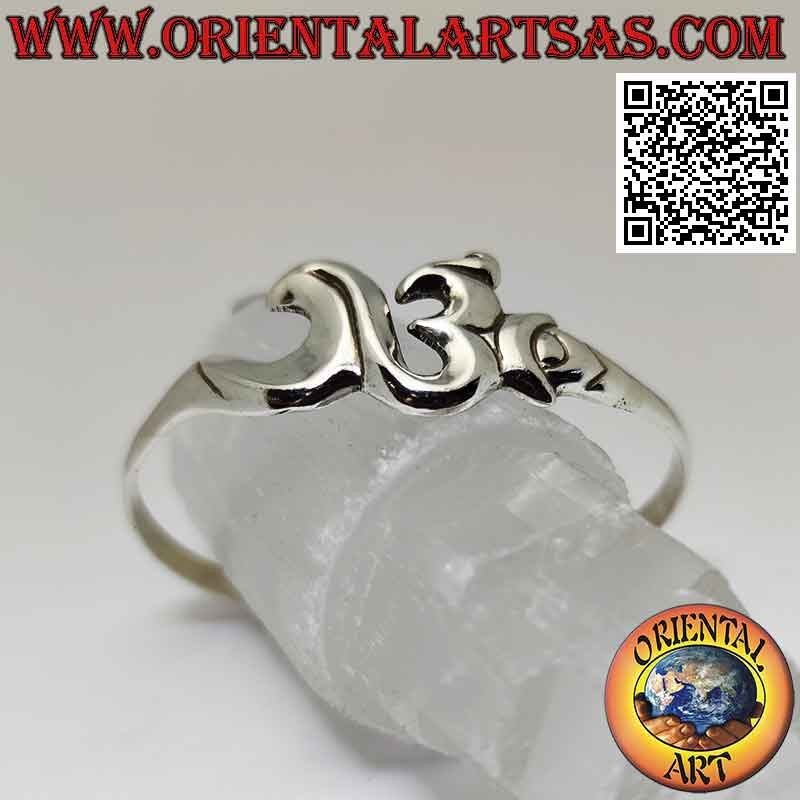 Glattes 925 ‰ silbernes starres Armband in Form einer Sanskrit-Silbe "ॐ" Oṃ