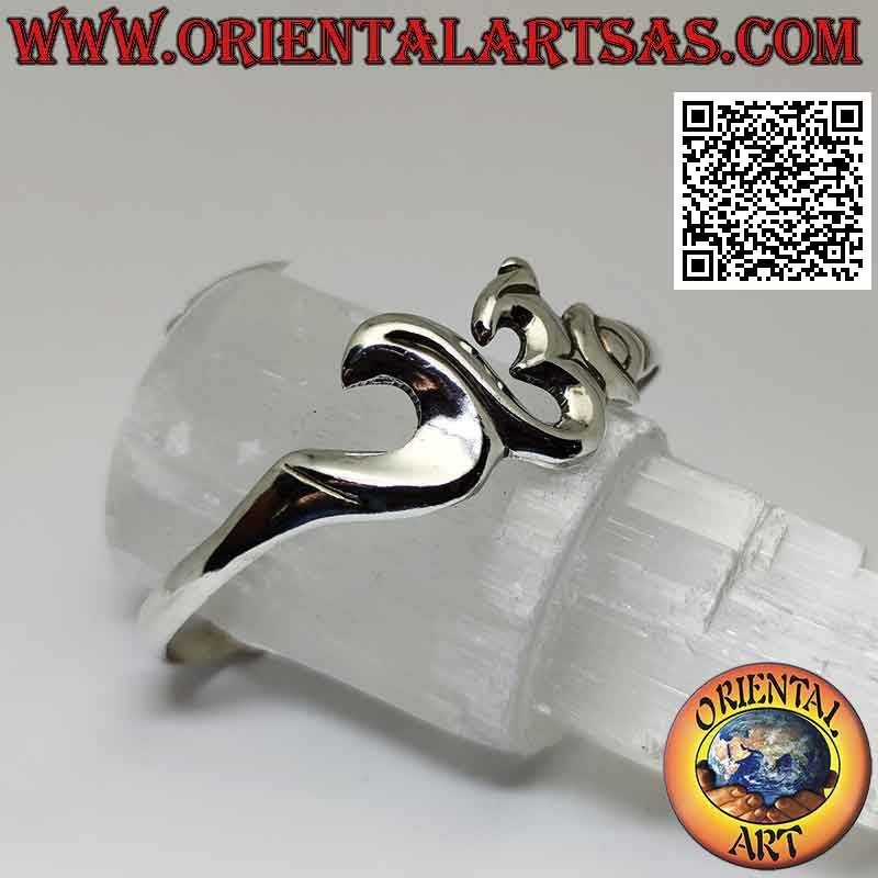 Bracciale rigido in argento 925‰ liscio a forma di sillaba sanscrita "ॐ" Oṃ