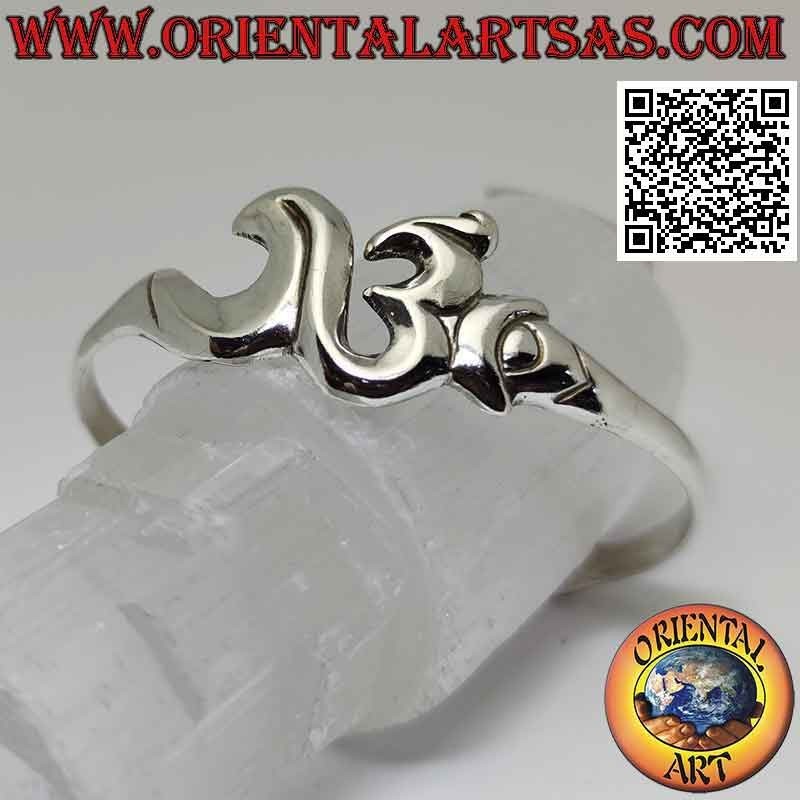 Bracciale rigido in argento 925‰ liscio a forma di sillaba sanscrita "ॐ" Oṃ