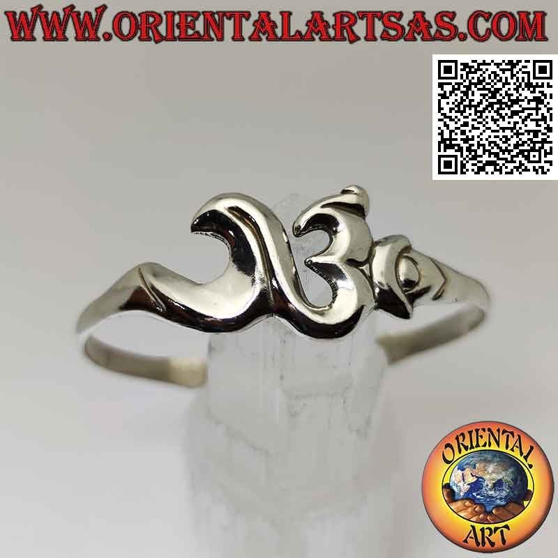 Bracciale rigido in argento 925‰ liscio a forma di sillaba sanscrita "ॐ" Oṃ