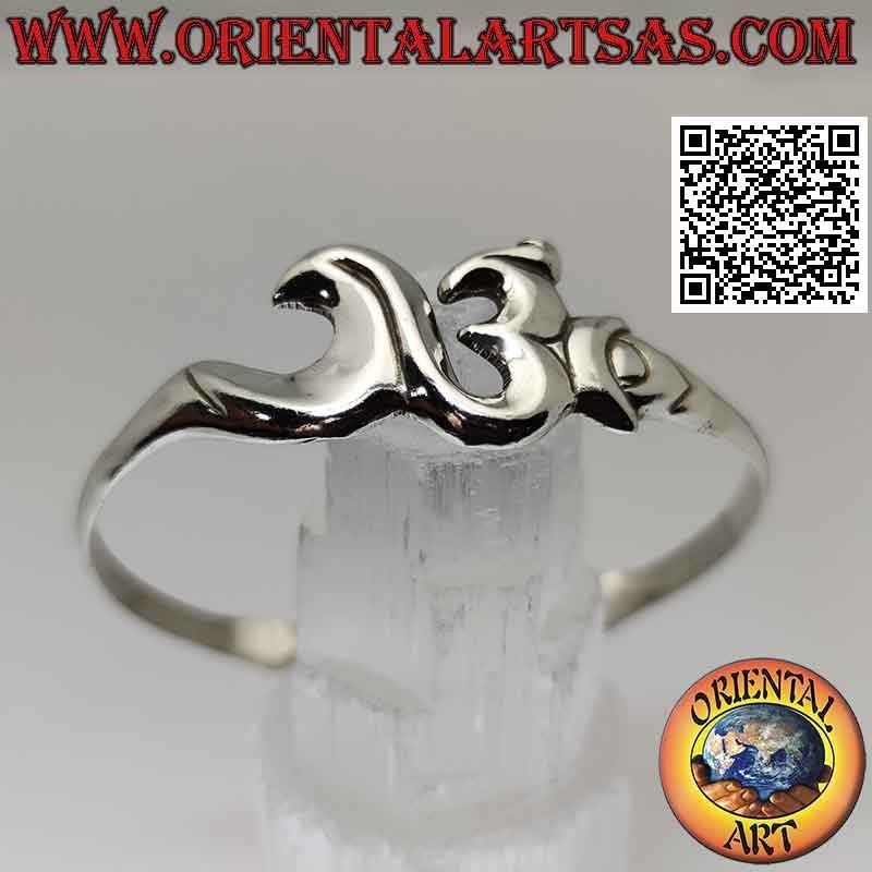 Glattes 925 ‰ silbernes starres Armband in Form einer Sanskrit-Silbe "ॐ" Oṃ
