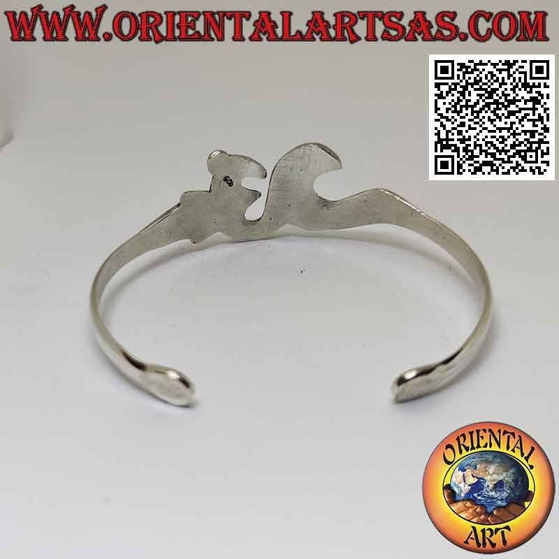 Bracelet rigide en argent 925 ‰ lisse en forme de syllabe sanskrite "ॐ" Oṃ