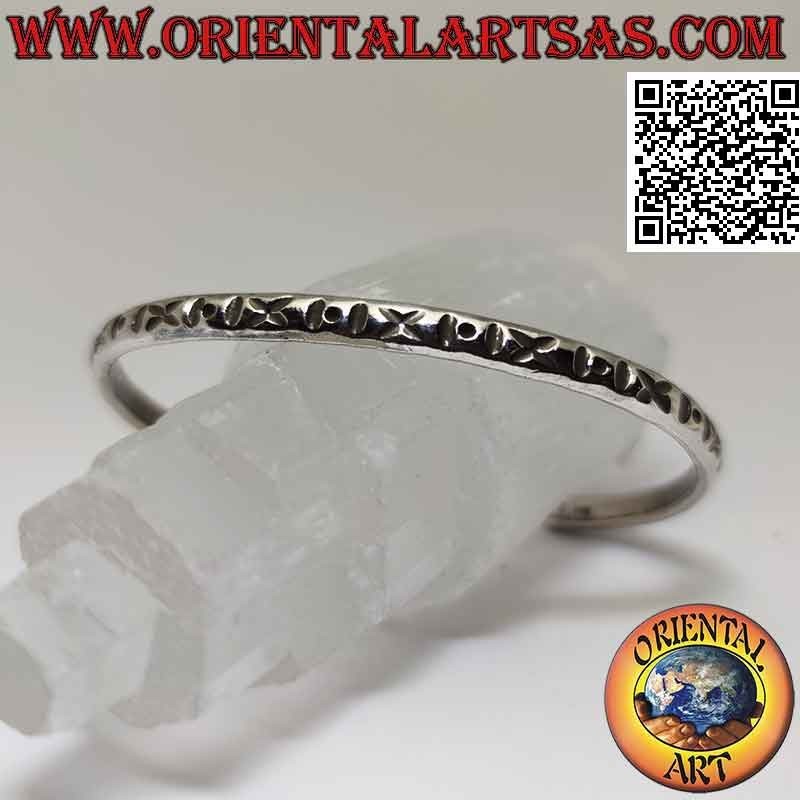 Rigid bracelet in 925 ‰ silver with alternating "X" and "IoI" engraved