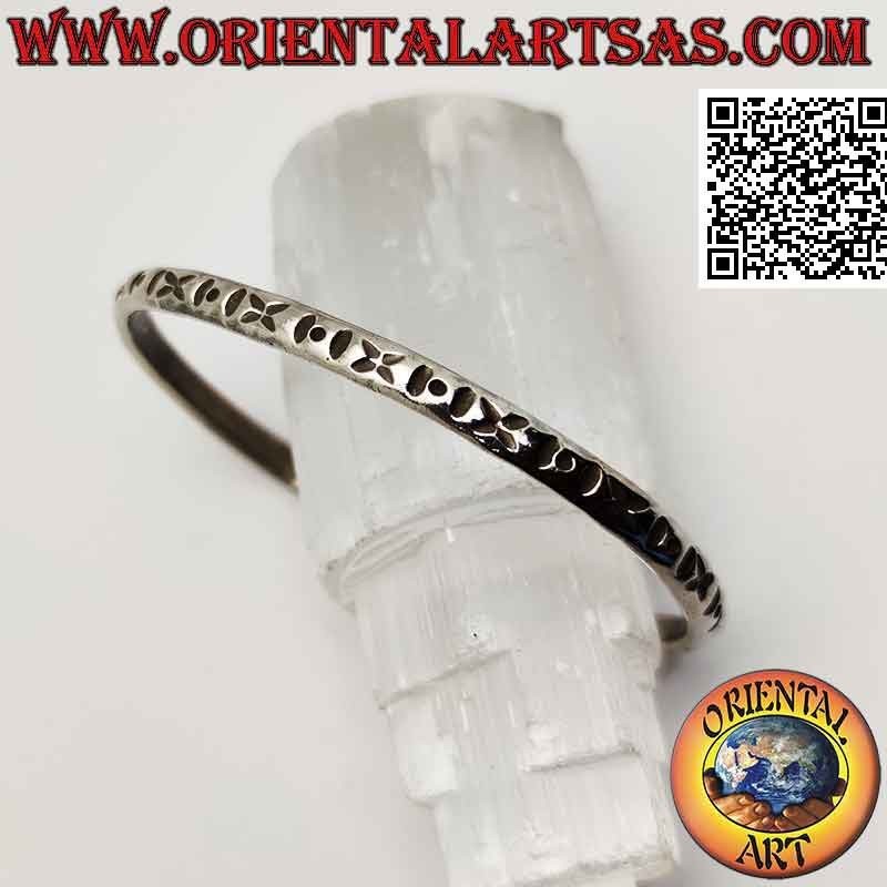 Pulsera rígida en plata 925 ‰ con "X" e "IoI" grabados alternados