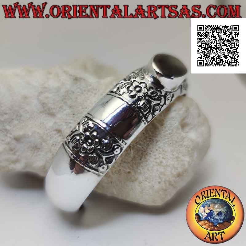 Pulsera rígida en plata 925 ‰ con adornos florales y concha de paua ovalada (abulón)