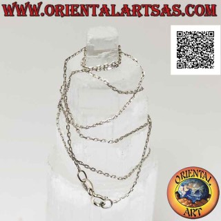925 ‰ silver chain necklace with 60 cm x 1 mm oval diamond rings
