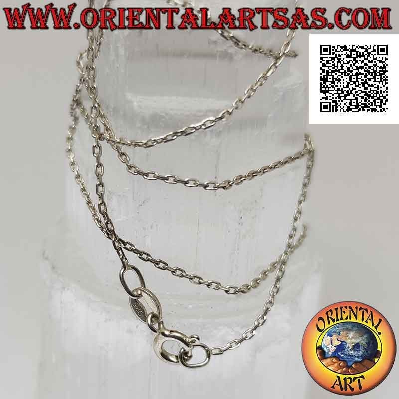 Collana catenina in argento 925 ‰ ad anellini ovali diamantati da 60 cm x 1 mm
