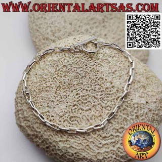 Pulsera de cadena de plata 925 ‰ con anillas ovaladas cuadradas de 19,5 cm