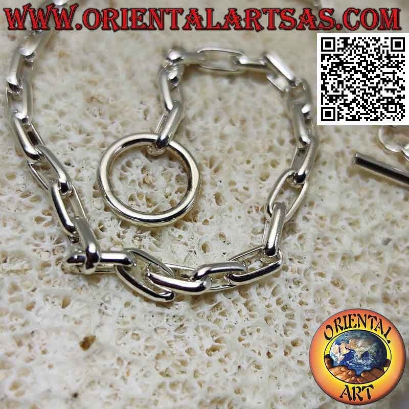 925 ‰ silver chain bracelet with 19.5 cm square oval rings