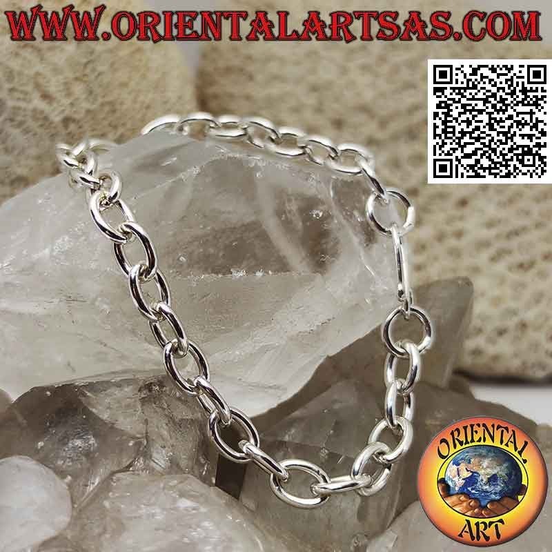 925 ‰ silver chain bracelet with oval rings and 20 cm S-shaped clasp
